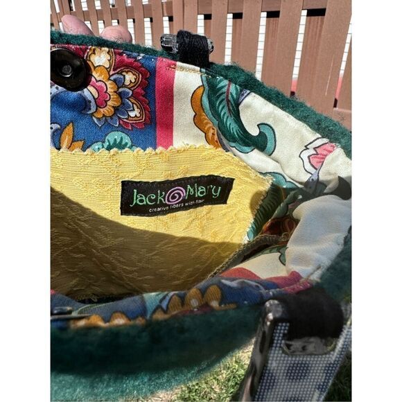 Green wool purse lucite handle Jack Mary - Picture 13 of 14